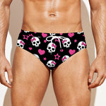 Girly Emo Skull Pattern Print Men's Swim Briefs