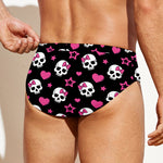 Girly Emo Skull Pattern Print Men's Swim Briefs