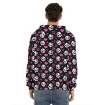 Girly Emo Skull Pattern Print Men's Velvet Pullover Hoodie