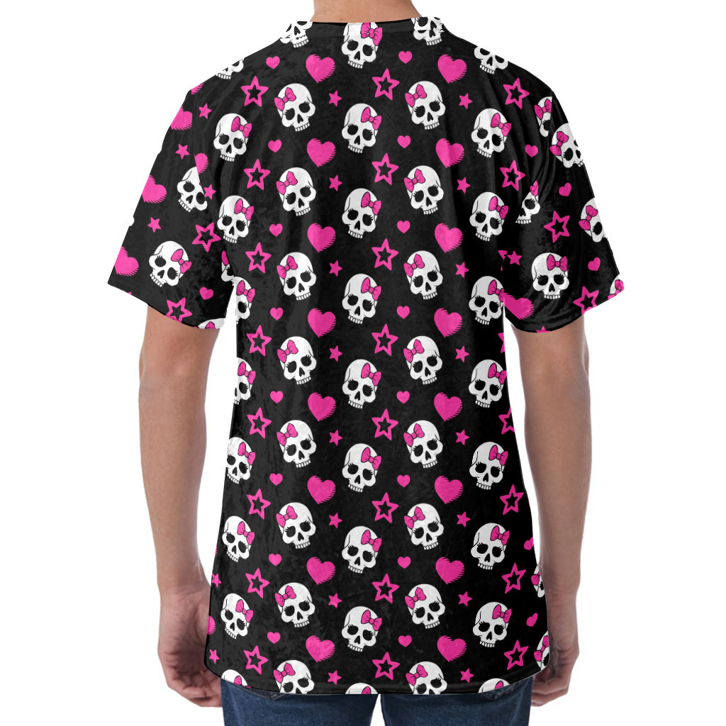 Girly Emo Skull Pattern Print Men's Velvet T-Shirt