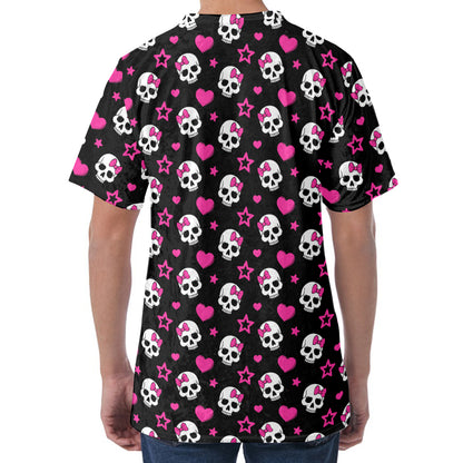 Girly Emo Skull Pattern Print Men's Velvet T-Shirt