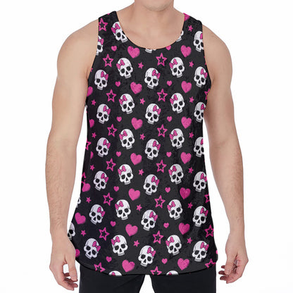 Girly Emo Skull Pattern Print Men's Velvet Tank Top