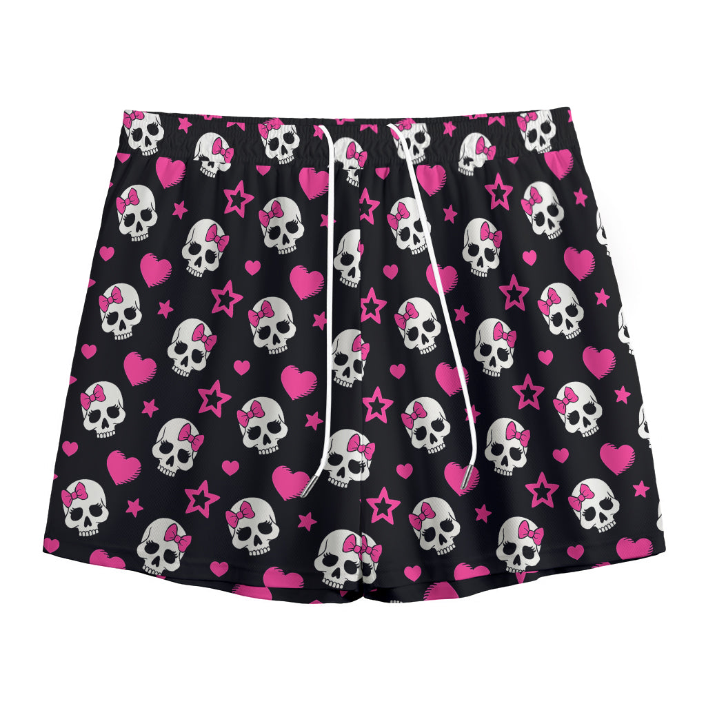 Girly Emo Skull Pattern Print Mesh Shorts