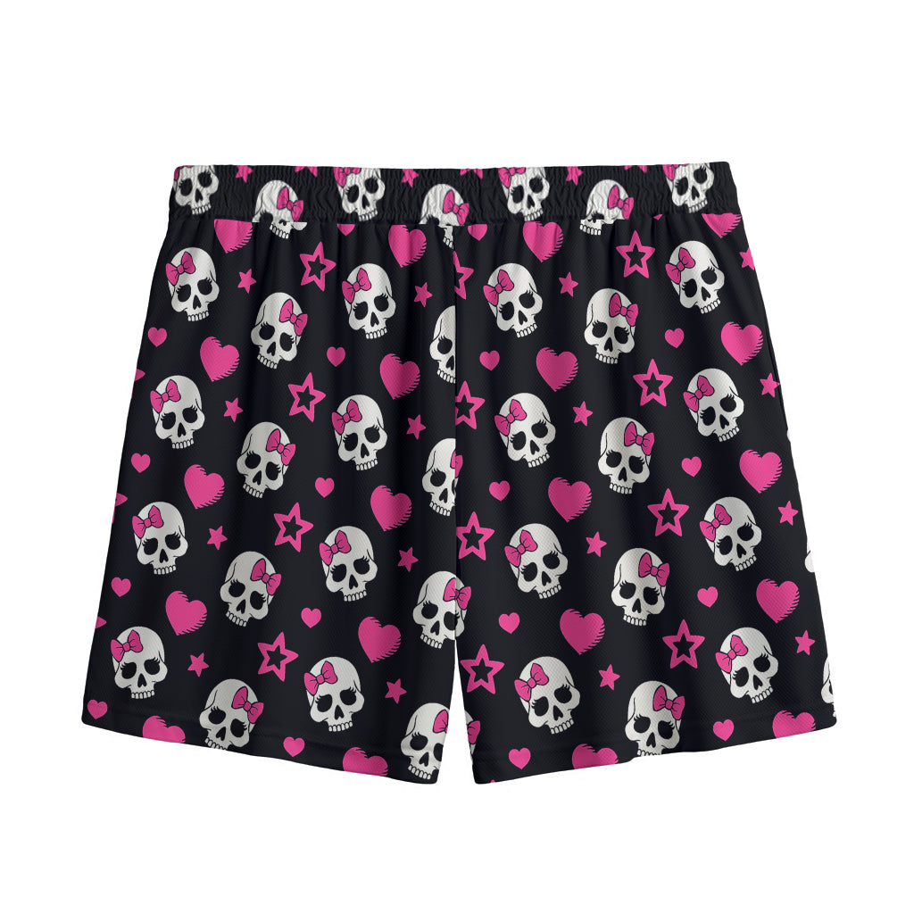 Girly Emo Skull Pattern Print Mesh Shorts