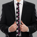 Girly Emo Skull Pattern Print Necktie