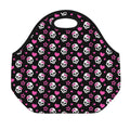 Girly Emo Skull Pattern Print Neoprene Lunch Bag