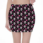 Girly Emo Skull Pattern Print Pencil Mini Skirt