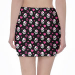 Girly Emo Skull Pattern Print Pencil Mini Skirt