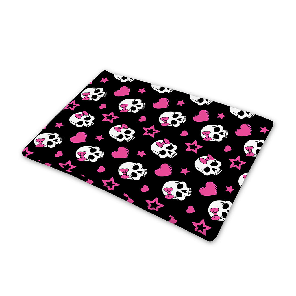 Girly Emo Skull Pattern Print Pet Cooling Mat Cover