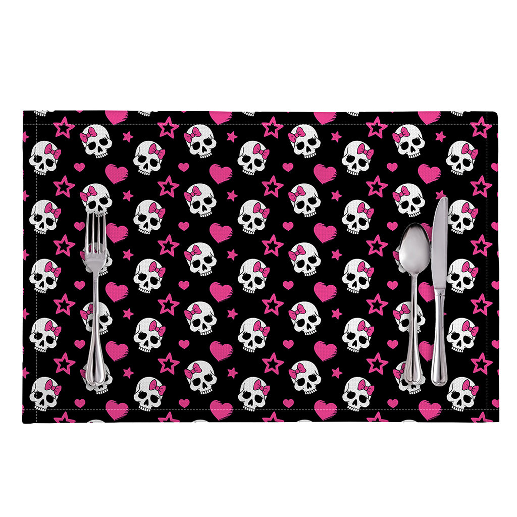 Girly Emo Skull Pattern Print Placemat