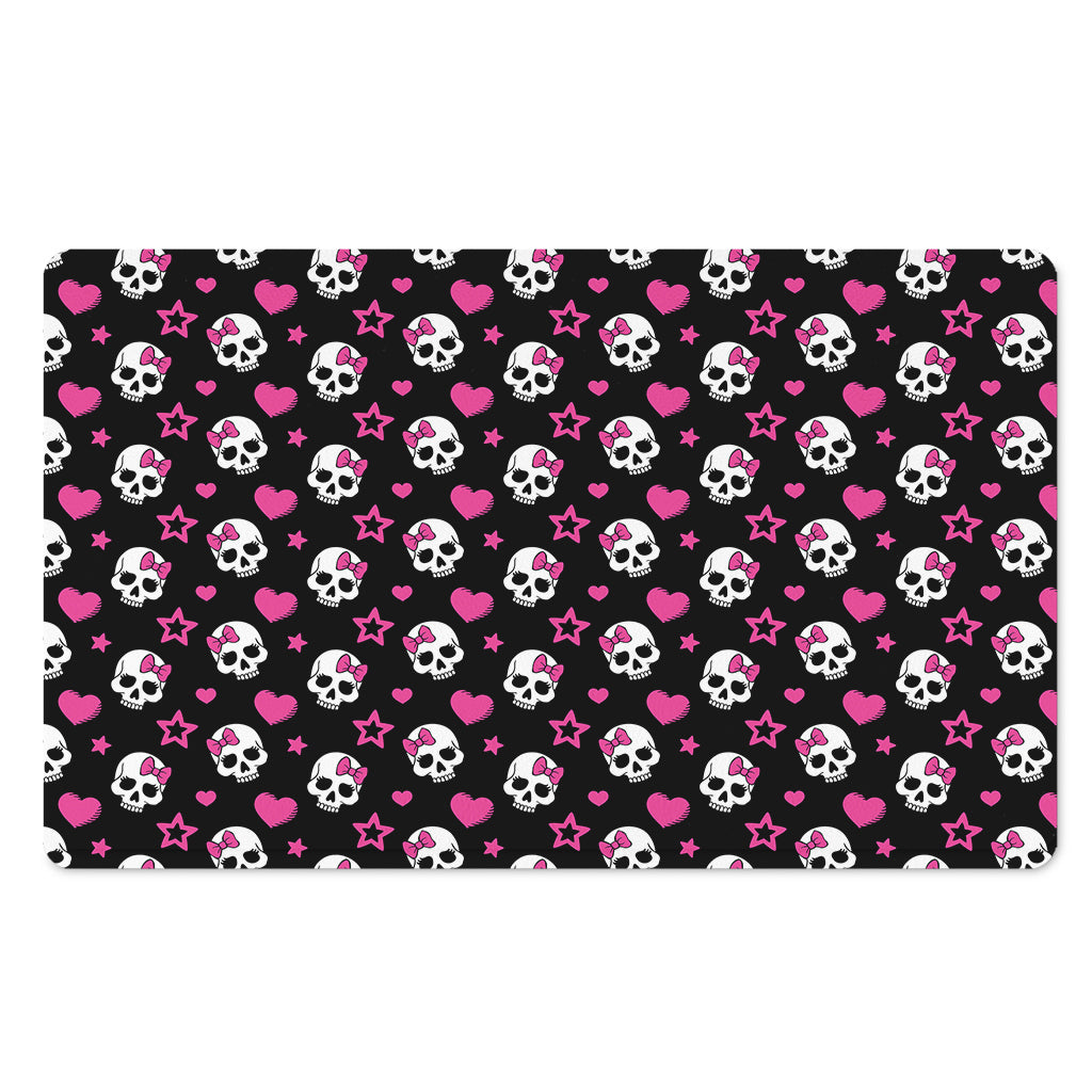 Girly Emo Skull Pattern Print Polyester Doormat