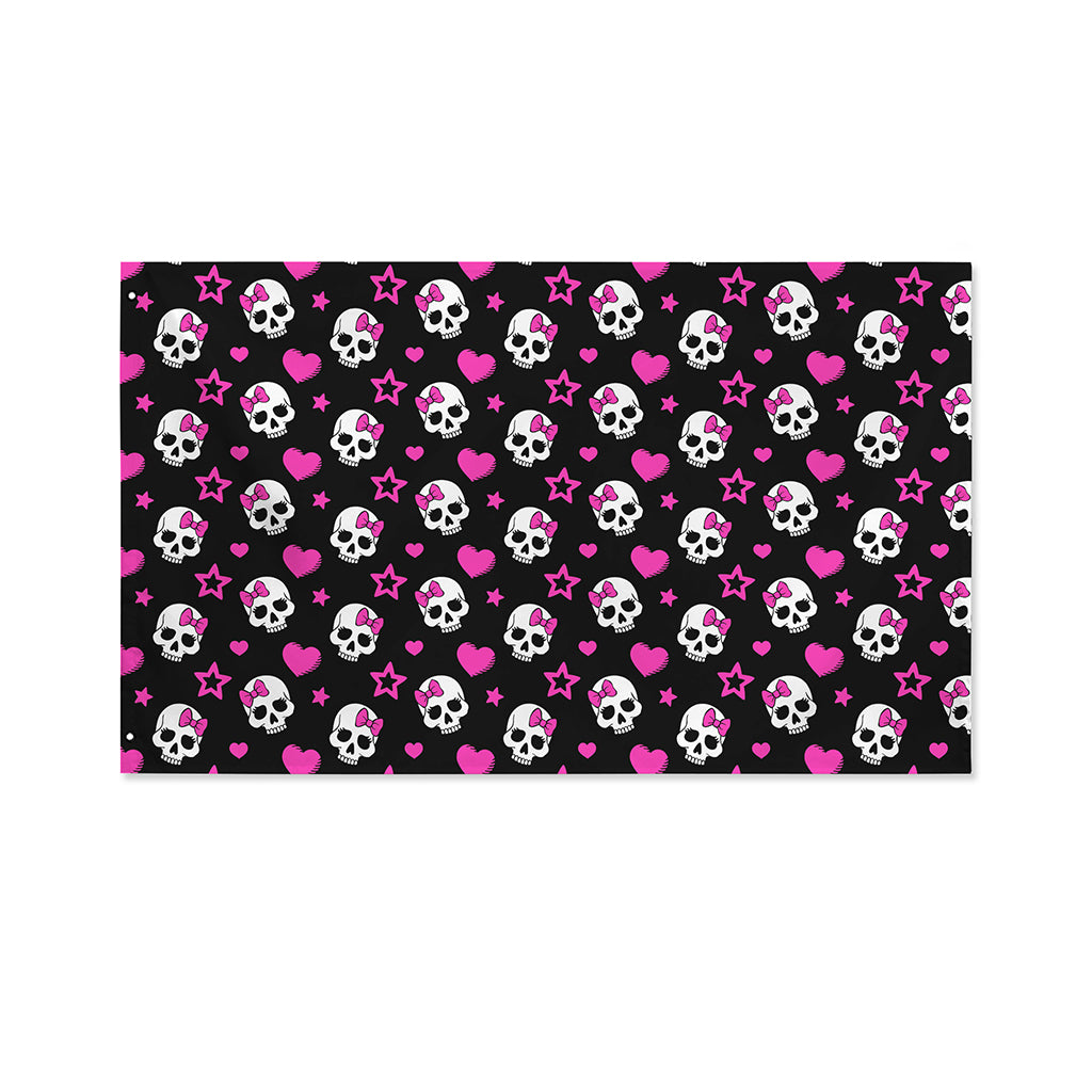 Girly Emo Skull Pattern Print Polyester Flag