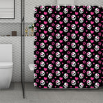 Girly Emo Skull Pattern Print Polyester Shower Curtain