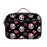 Girly Emo Skull Pattern Print Portable Lunch Bag