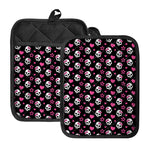 Girly Emo Skull Pattern Print Pot Holders With Pocket