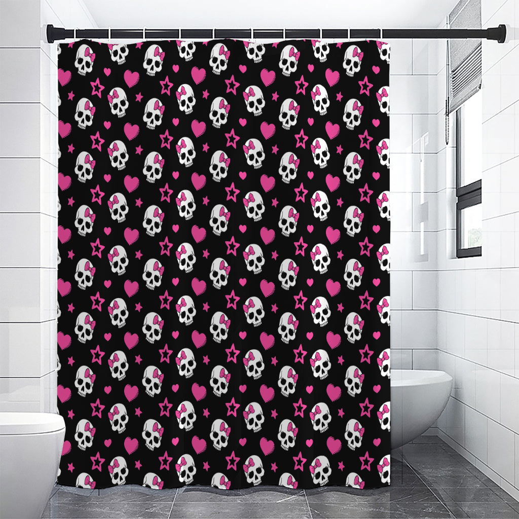 Girly Emo Skull Pattern Print Premium Shower Curtain