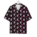Girly Emo Skull Pattern Print Rayon Hawaiian Shirt