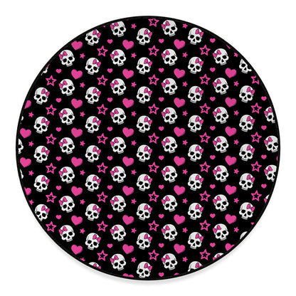 Girly Emo Skull Pattern Print Round Floor Mat