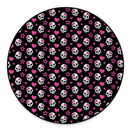 Girly Emo Skull Pattern Print Round Floor Mat