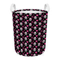Girly Emo Skull Pattern Print Round Laundry Basket