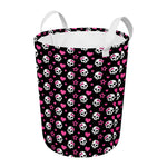 Girly Emo Skull Pattern Print Round Laundry Basket