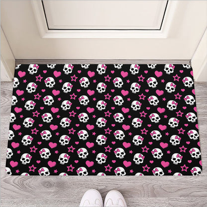 Girly Emo Skull Pattern Print Rubber Doormat