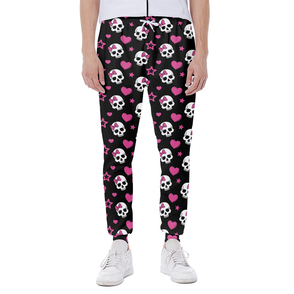 Girly Emo Skull Pattern Print Scuba Joggers