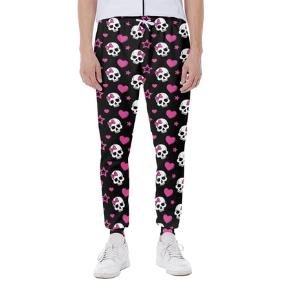 Girly Emo Skull Pattern Print Scuba Joggers