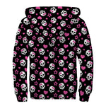Girly Emo Skull Pattern Print Sherpa Lined Zip Up Hoodie