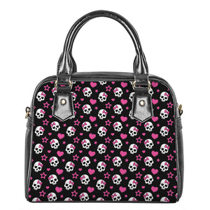 Girly Emo Skull Pattern Print Shoulder Handbag