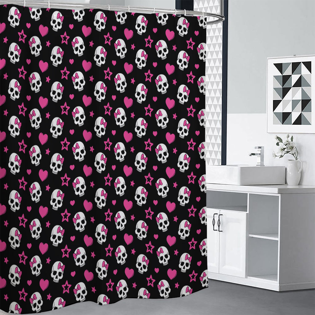 Girly Emo Skull Pattern Print Shower Curtain