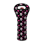 Girly Emo Skull Pattern Print Single Neoprene Wine Tote