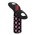 Girly Emo Skull Pattern Print Single Neoprene Wine Tote