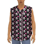 Girly Emo Skull Pattern Print Sleeveless Baseball Jersey