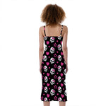 Girly Emo Skull Pattern Print Slim Fit Midi Cami Dress