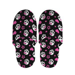 Girly Emo Skull Pattern Print Slippers