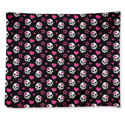 Girly Emo Skull Pattern Print Tapestry
