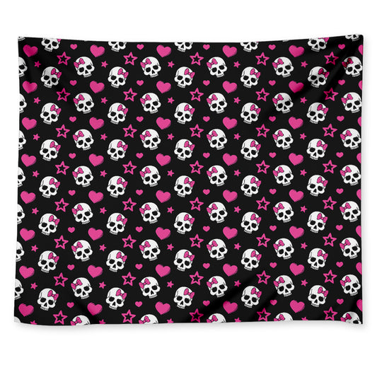 Girly Emo Skull Pattern Print Tapestry