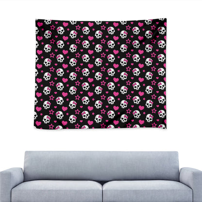 Girly Emo Skull Pattern Print Tapestry