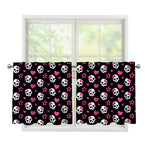 Girly Emo Skull Pattern Print Tier Curtains