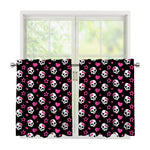 Girly Emo Skull Pattern Print Tier Curtains