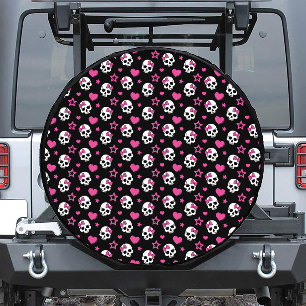 Girly Emo Skull Pattern Print Tire Cover