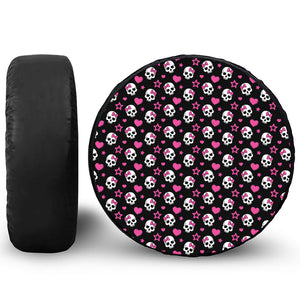 Girly Emo Skull Pattern Print Tire Cover