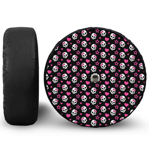 Girly Emo Skull Pattern Print Tire Cover With Camera Hole