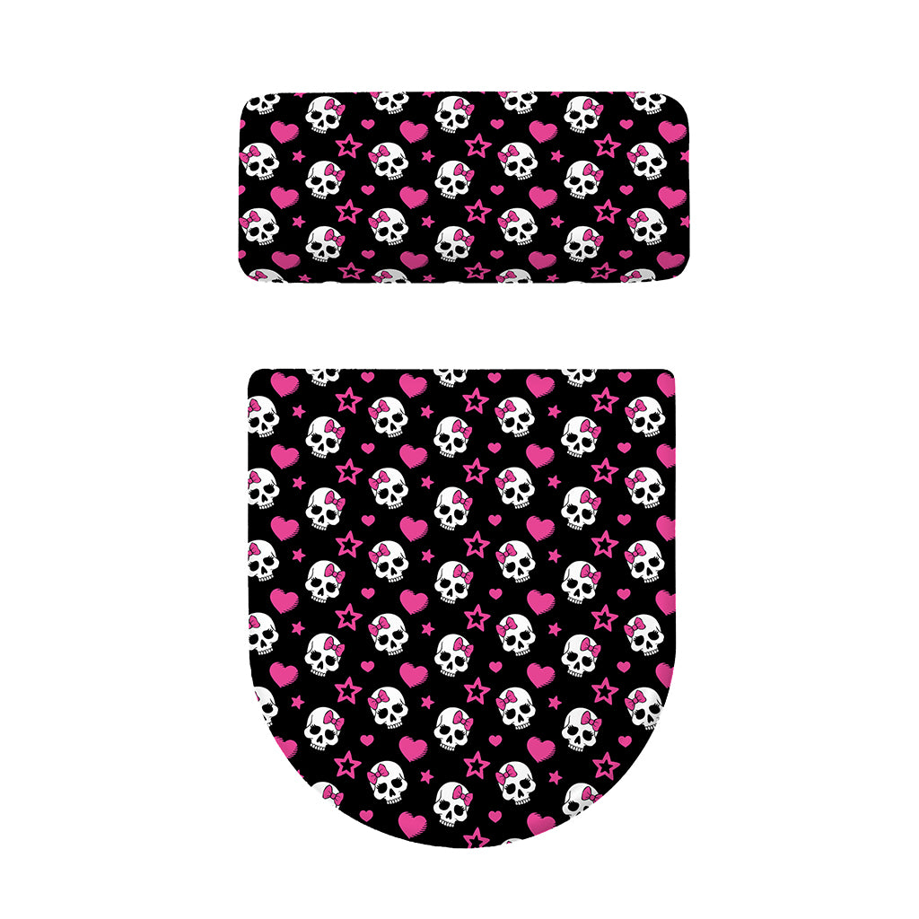 Girly Emo Skull Pattern Print Toilet Lid And Tank Cover Set