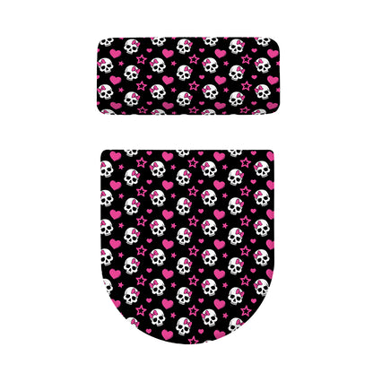 Girly Emo Skull Pattern Print Toilet Lid And Tank Cover Set