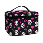 Girly Emo Skull Pattern Print Travel Makeup Bag