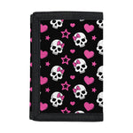 Girly Emo Skull Pattern Print Trifold Wallet