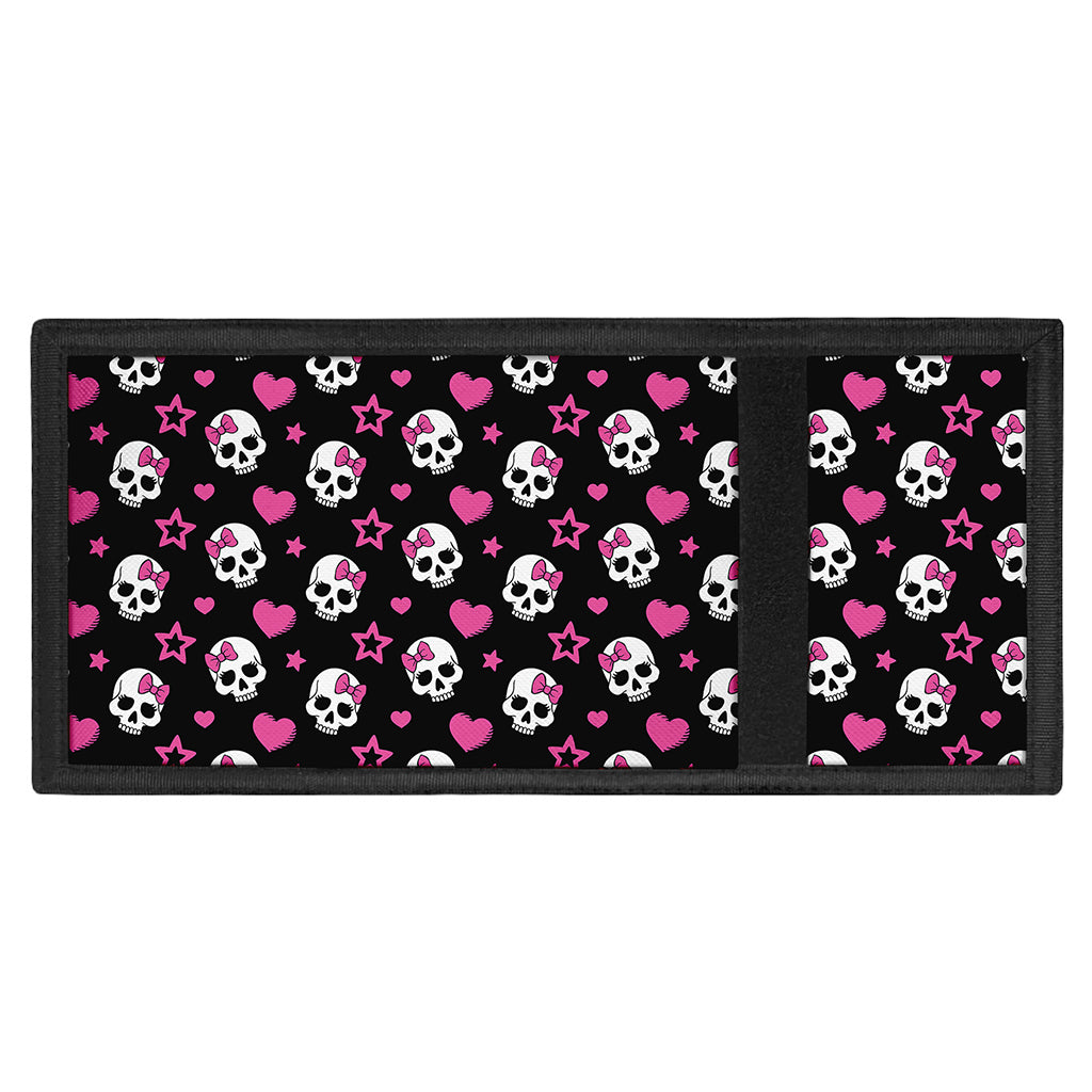 Girly Emo Skull Pattern Print Trifold Wallet
