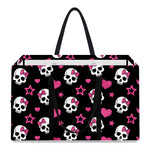 Girly Emo Skull Pattern Print Utility Tote Bag